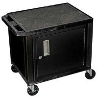 24 Inch 2 Shelf Plastic Printer Stand / Cart Black with Cabinet 24 Inch 2 Shelf Plastic Printer Stand / Cart Black with Cabinet