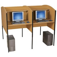 Adjustable Double Study Carrel Computer Desk / Workstation - Oak Adjustable Double Study Carrel Computer Desk / Workstation - Oak