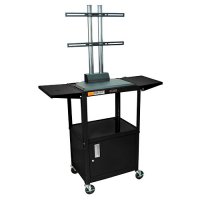 Black Adjustable Flat Screen TV Stand with Cabinet and Drop Leafs Black Adjustable Flat Screen TV Stand with Cabinet and Drop Leafs