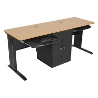 72 Inch LX Series Locking Computer Desk / Workstation - Teak 72 Inch LX Series Locking Computer Desk / Workstation - Teak