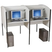 Adjustable Double Study Carrel Computer Desk / Workstation - Gray Adjustable Double Study Carrel Computer Desk / Workstation - Gray