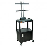 Black Adjustable Flat Screen / Panel TV Stand with Locking Cabinet Black Adjustable Flat Screen / Panel TV Stand with Locking Cabinet