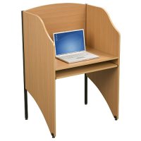 Deluxe Floor Carrel Computer Desk / Workstation - Teak Deluxe Floor Carrel Computer Desk / Workstation - Teak