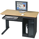 Teak Locking Computer Workstation Desk